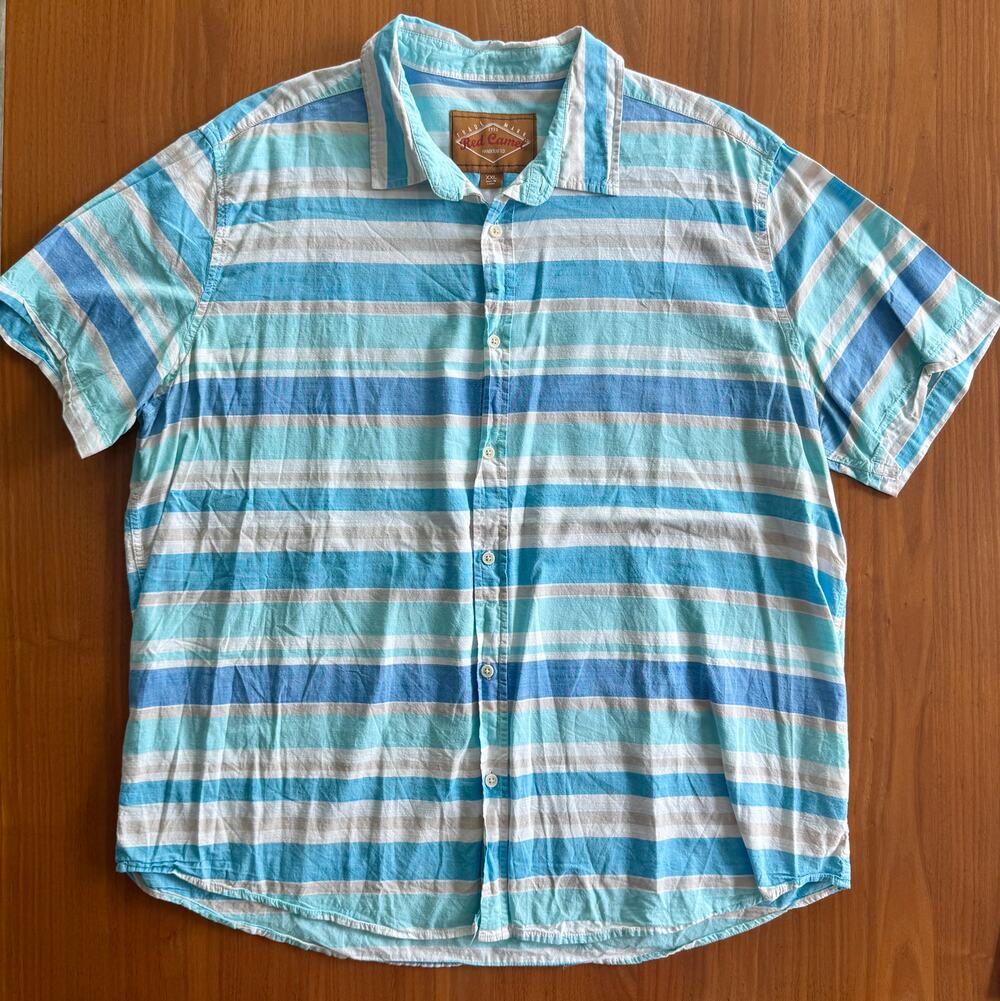 Red Camel Men's 2XL Blue Striped 100% Cotton Button Shirt